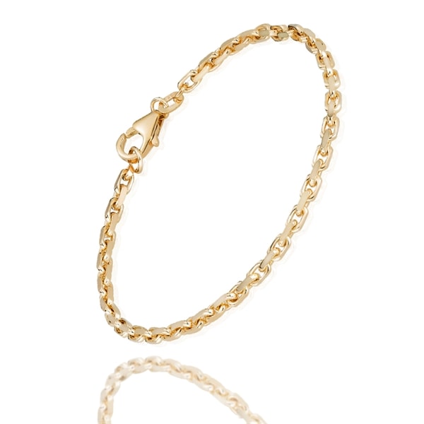 8 kt Anker Facet ankelkæde, 2,0 mm bred og længde 26 cm med ring i 24 cm (Tråd 0,80)